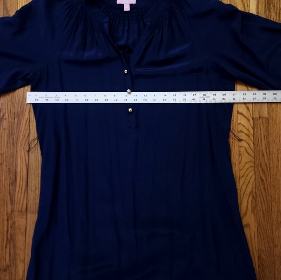 Lilly Pulitzer Womens Silk Navy Blue Gold Studded Dress Size L - Picture 8 of 10